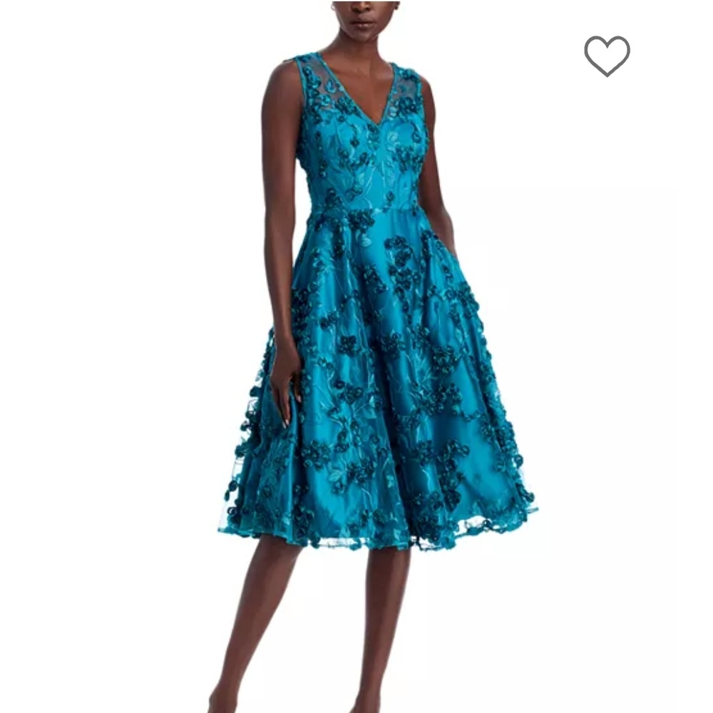 Eliza J Teal Floral Midi Dress